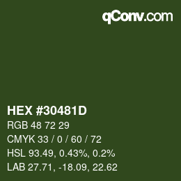 Color code: HEX #30481D | qconv.com
