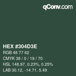 Color code: HEX #304D3E | qconv.com