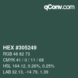 カラーコード: HEX #305249 | qconv.com