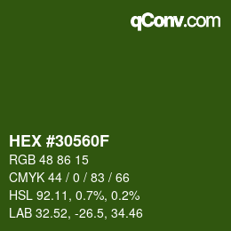 Color code: HEX #30560F | qconv.com