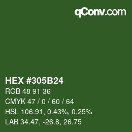 Farbcode: HEX #305B24 | qconv.com