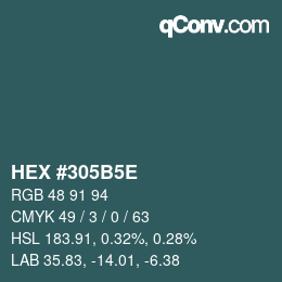 Farbcode: HEX #305B5E | qconv.com