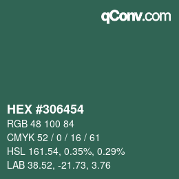 颜色代码: HEX #306454 | qconv.com