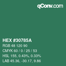 颜色代码: HEX #30785A | qconv.com