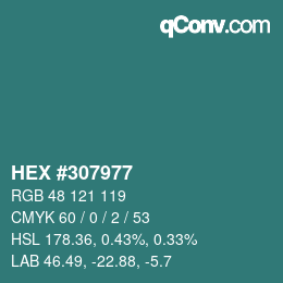 Color code: HEX #307977 | qconv.com