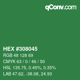 カラーコード: HEX #308045 | qconv.com