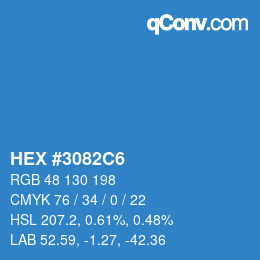 Color code: HEX #3082C6 | qconv.com