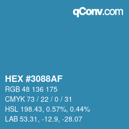 Farbcode: HEX #3088AF | qconv.com