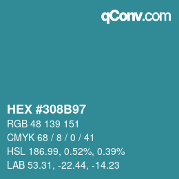 Color code: HEX #308B97 | qconv.com