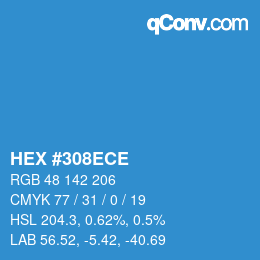 Color code: HEX #308ECE | qconv.com