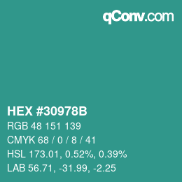 Código de color: HEX #30978B | qconv.com