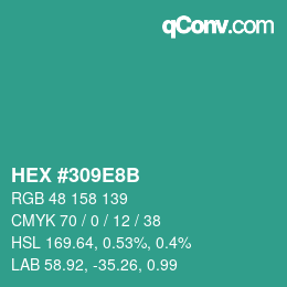 Color code: HEX #309E8B | qconv.com