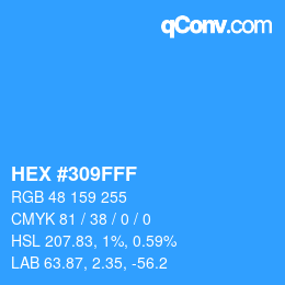 カラーコード: HEX #309FFF | qconv.com