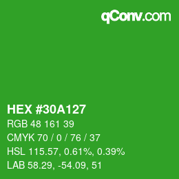 Color code: HEX #30A127 | qconv.com