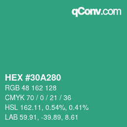 Color code: HEX #30A280 | qconv.com