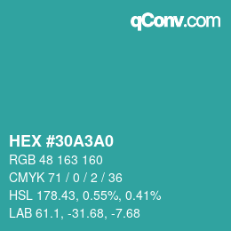 Color code: HEX #30A3A0 | qconv.com