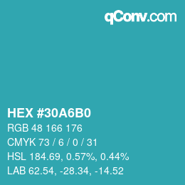 Color code: HEX #30A6B0 | qconv.com