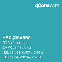 Color code: HEX #30A6B0 | qconv.com