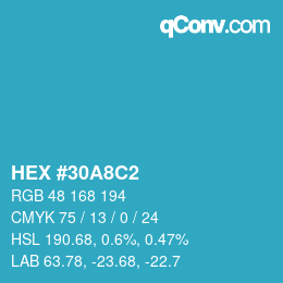 Color code: HEX #30A8C2 | qconv.com