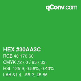 Color code: HEX #30AA3C | qconv.com