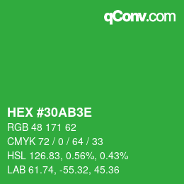 Color code: HEX #30AB3E | qconv.com