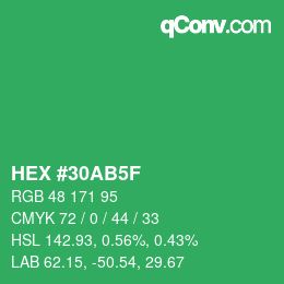 Color code: HEX #30AB5F | qconv.com