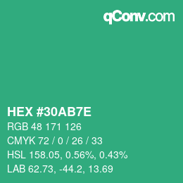 Color code: HEX #30AB7E | qconv.com
