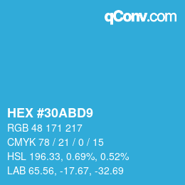 Color code: HEX #30ABD9 | qconv.com