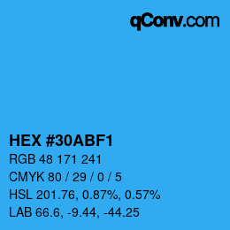 カラーコード: HEX #30ABF1 | qconv.com