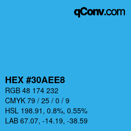 Color code: HEX #30AEE8 | qconv.com