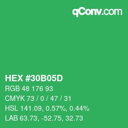 カラーコード: HEX #30B05D | qconv.com