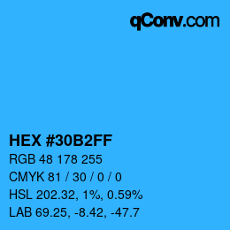 Color code: HEX #30B2FF | qconv.com