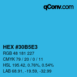 Farbcode: HEX #30B5E3 | qconv.com