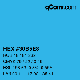 Farbcode: HEX #30B5E8 | qconv.com