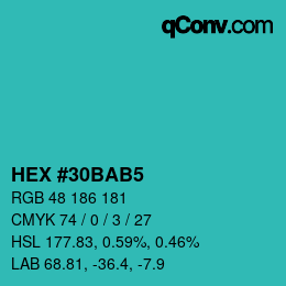 カラーコード: HEX #30BAB5 | qconv.com