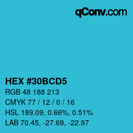 Color code: HEX #30BCD5 | qconv.com