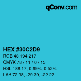 Color code: HEX #30C2D9 | qconv.com