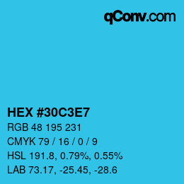 Color code: HEX #30C3E7 | qconv.com