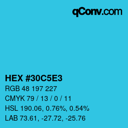 カラーコード: HEX #30C5E3 | qconv.com