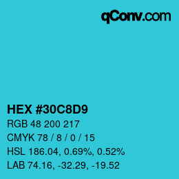 Color code: HEX #30C8D9 | qconv.com