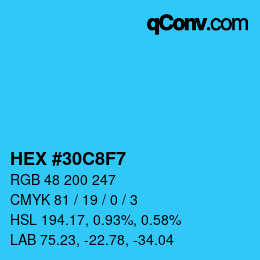 Color code: HEX #30C8F7 | qconv.com