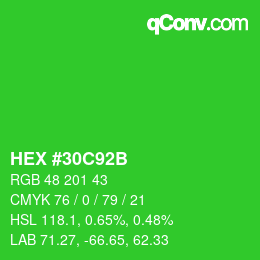 Farbcode: HEX #30C92B | qconv.com