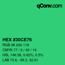 Color code: HEX #30CE76 | qconv.com