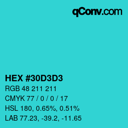 Color code: HEX #30D3D3 | qconv.com