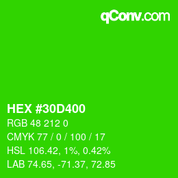 颜色代码: HEX #30D400 | qconv.com
