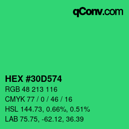 颜色代码: HEX #30D574 | qconv.com