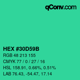 Color code: HEX #30D59B | qconv.com