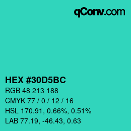 Color code: HEX #30D5BC | qconv.com