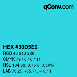 カラーコード: HEX #30D5E2 | qconv.com