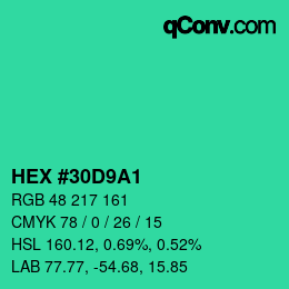 Color code: HEX #30D9A1 | qconv.com